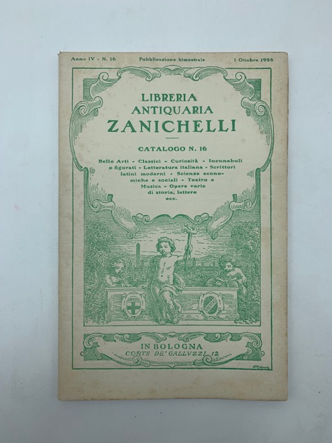 Libreria antiquaria Zanichelli. Catalogo n. 16